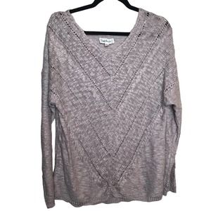 Cloud chaser V Neck Sweater Heathered Open Knit Cozy Layers